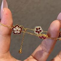 Super white! New Chinese national style red diamond peony flower bracelet exquisite heavy industry advanced sense niche personality jewelry women brown