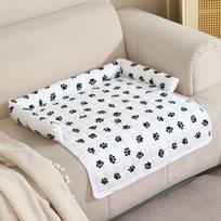 Pet Sofa Cushion with Bolster for Dogs Cats - All Cozy Pet Bed for Couch One Size gray