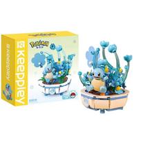 Pokemon statybiniai blokeliai Pikachu Charmander Squirtle Augalas vazone Jigglypuff Mini scena Modelis Plytelių figūrėlės Žaislai Kalėdinei dovanai No Box blue