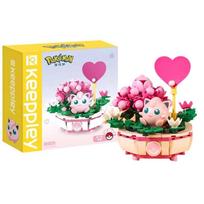 Pokemon statybiniai blokeliai Pikachu Charmander Squirtle Augalas vazone Jigglypuff Mini scena Modelis Plytelių figūrėlės Žaislai Kalėdinei dovanai No Box pink
