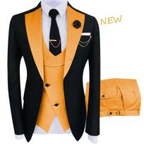 Danmo Kostiumas Slim Fit Vyriški Kostiumai Slim Fit Verslo Kostiumai Jaunikio Juodi Smokingai Formalioms Vestuvėms Kostiumo Švarkas Kelnės Liemenė 3 Dalys M orange