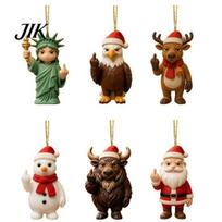 Animal Christmas Ornament Funny Middle Finger Ornament, Acrylic Pendant Hanging Decor for Xmas Unique Holiday Gift Tree, Novelty Snarky Decoration, 6pcs brown