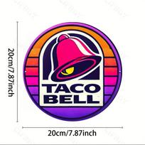 Vintage Taco Bell Style Metal Wall Sign 8x8 Inch Round Aluminum Art Decor Easy Hang TYA4537-20X20CM