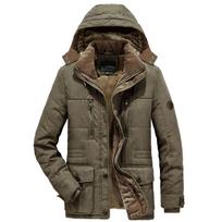 Winter Large Size Cotton-padded Jacket Men's Cotton-padded Jacket with Fleece and Thicker Jacket XL black