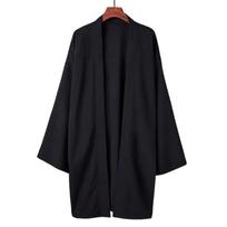 New Men's Long Solid Color Japanese Kimono Poncho Summer Casual Loose Women's Yukata Haori Beach Black Hiyoshi Shirt Jacket M black