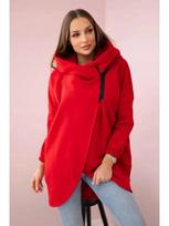 Women's Long Sleeve Asymmetrical Zip Hooded Coat Jacket 5XL red