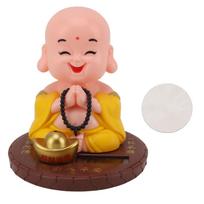 Small Monk Ornament Solar Powered Nodding Head Little Monk Figurine for Office Table Windows Car Dashboards Homes Restaurants Hotels Cafes Yellow