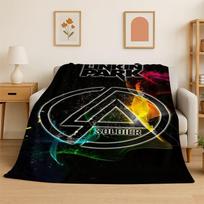 Retro L-Linkin Park Rock Band Flannel Blanket Soft Warm Throw Blanket for Bedroom Living Room Bed Travel Camping Picnic Gift Size: 75*100cm, Weight: 230 GSM black