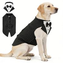 Dog Tuxedo Suit Set with Jacket for Outdoor Wedding Holiday Party Pet Costume L beige