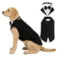 Dog Tuxedo Suit Set with Jacket for Outdoor Wedding Holiday Party Pet Costume L beige