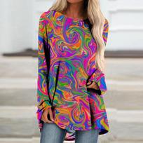 Women'S Autumn And Winter Long Sleeve T-Shirt Casual Loose Version Of Clothing High Quality Fashion Top 3XL blue