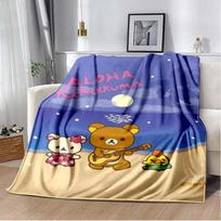 Animacinis Rilakkuma Anime Mergaitės Mesti Antklodė Kūdikiui Žygis Iškyla Lovai Super Minkšta Mielas kawaii Flanelinis Antklodė gimtadienio dovana 30x40in blue