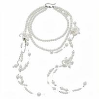 Multi Layer Lilium Flower Pearl Necklace Balletcore Style Matte White Multilayer Choker Chain Aesthetic Design Elegant Gloss white