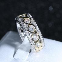 European and American Jewelry, Gold-plated Color Separation Micro-inlaid Zircon Ring no. 6 gray
