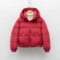 Down hooded short winter simple small solid color duck down bread down jacket L