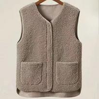 Women's Fleece Vest Fashionable Vest Casual comfortable and warm Fleece-lined Vest for Moms 4XL gray