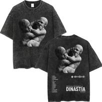 Vintage Washed Peso Pluma Dinastia Tour  Print T Shirt Men Women Harajuku Hip Hop Tshirt Casual Fashion Oversized Tshirts 2XL black