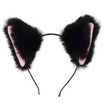 Pliušinė katės ausų lankelis Cosplay ir Anime kostiumams 1 piece black