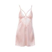 Women's Lace Satin Nightgown: Sexy Padded Cup, Cross-Strap, Summer Style One Size white
