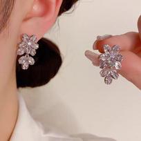 2025 Korean Style Zirconia Flower Tassel Earrings: Elegant High-End Light Luxury for Trendy Women white