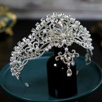Pearl New European Style Luxury Bridal Wedding Crown Headdress Crystal Crown Tiara Hair Accessories Main Wedding Accessories gray