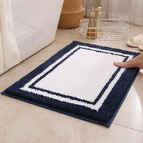 Simple Style Bathroom Water Absorbing Non-slip Flocking Floor Mat 40x60 cm white