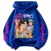 KPop Demon Hunter Huntrix Children's Sweatshirt Autumn Boys Girls Fashion Street Pullover Children's Clothing 100 blue
