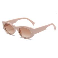 Retro Luxury Stylish Striped Gradient Cat Eye Female Sunglasses Design Latest Small Box Rivets Male Sun Eyewear UV Protection 400 as  picture beige