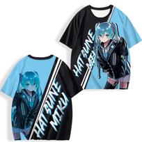 Vasarinis laisvalaikio anime Hatsune Miku margintas unisex trumpomis rankovėmis T-shirt 3D spausdintas trumpomis rankovėmis apvalia kaklo iškirpte kasdienis gatvės laisvalaikio viršus 6XL blue