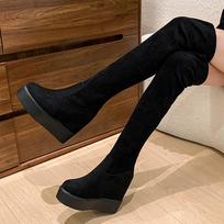 2026 Nauji platforminiai batai Moteriški Ilgi Batai Madingi Suede Suknelės Žieminiai Batai Jaukūs Virš Kelio Šilti Moteriški Batai Dizainerio Botas Para Mujer 37 black