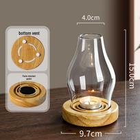 Zen Windproof Glass Candle Holder: Retro Chinese Style Aromatherapy Lamp for Home & Tea Room Décor