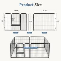 JHK Metal 8 Panels Dog Playpen Pet Fence 24 Inch to 32 Inch Foldable Large Dog Puppy Exercise for Yard Gate Camping Outdoor 24 Inch gray
