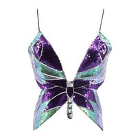 Ladies' Performance Tops, Belly Dance Bras, Sexy Stage Butterfly Bra One Size gray
