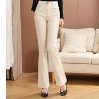 Moteriški tampraus džinsinio audinio platėjantys džinsai, Vidutinio aukščio Slim Fit platėjantys džinsai, Moteriški laisvalaikio džinsai 32 white