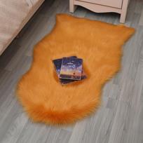 Nordic Style Faux Wool Sofa Cushion & Sheepskin Rug for Living Room & Bedroom Bay Window. 60x90cm oranžinė