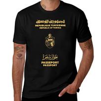Tunisia Tunisian passport T-Shirt Retro Style Print Casual Top L black