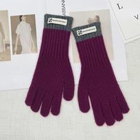 Warm Knitted Winter Gloves Long Cuff Five Finger Touchscreen Skiing Cycling Outdoor Cold Weather Purple