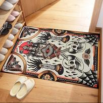 Tattoo Style 3 Floor Rug Office Rug Perfect for Kitchen Decorate room Dining Room Game Room Antislip Carpet Anime Office Decor Spiritual Gift 60cmx90cm