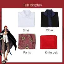 Anime filmo „Red Shanks“ kostiumas suaugusiems vyrams, „One Piece Tralike“ paltas, pilnas aprangos komplektas, Helovino vakarėlis, raudonplaukis piratas XL black