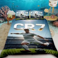 Duvet Cover CR7 Soccer Duvet Cover Set Football Stars 3pcs Bedding Set for Bedroom Decor Queen King for Teens Kids Boys Girls 140*200cm/55x79in Single/Twin 3pcs
