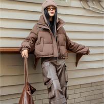 Short Pink Down Jacket for Women, New Winter Style for Small People, Thickened 90 White Duck Down M gray
