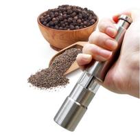 Hand Driven Metal Pepper Grinder/Salt Mill&Muller,Portable Thumb Push Aluminium Case,Stainless Steel Core black