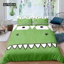 Crocodile Quilt Cover Package Wild Alligator Pattern Style Bed Linen Package Wildlife Style Comforter Cover Horror Animal Theme Single Size Quilt EU single(135x200cm) white