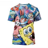 Vasarinis naujas SpongeBob SquarePants apvalios apykaklės margintas marškinėlis lauko hip hopo laisvalaikio fitneso gatvės stiliaus marškinėlis 6XL blue