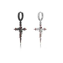 Retro Fashion Y2K Dark Gothic Punk Rose Cross Thorn Earring Unisex Piercing Ear Needle  Jewelry Accessorie Pendant Necklace gray