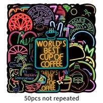 50 Neon Light Graffiti Stickers for Cars, DIY Skateboards, Water Bottles, and Suitcases blue
