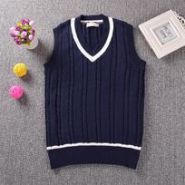 British Style Unisex JK Uniform V-neck Cable Knit School Sweater Vest XS