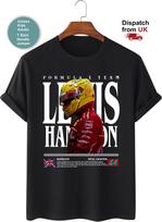 Lewis Hamilton F1 lenktynių marškinėliai, Vintažiniai Formula 1 marškinėliai, Grand Prix autosporto Hamilton gerbėjų marškinėliai, Formula One gerbėjų drabužiai 130 black
