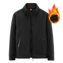 Mens Fleece Jacket Thick Warm Autumn Winter Coat Solid Color Casual Polar Jacket Man Outdoor Windbreaker Sportswear Outwear S black