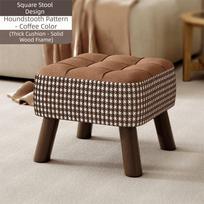 Soft Upholstered Seat Low Stool Compact Design Sturdy Wooden Legs Soft Pack Stool High-End Look Modern Design gray